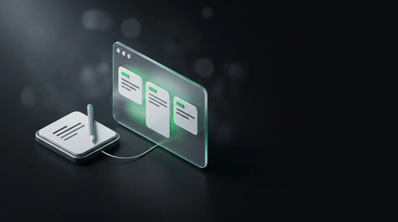 Isometric illustration showing two parallel note paths: handwritten notes versus structured AI-generated note cards, in Natively brand green